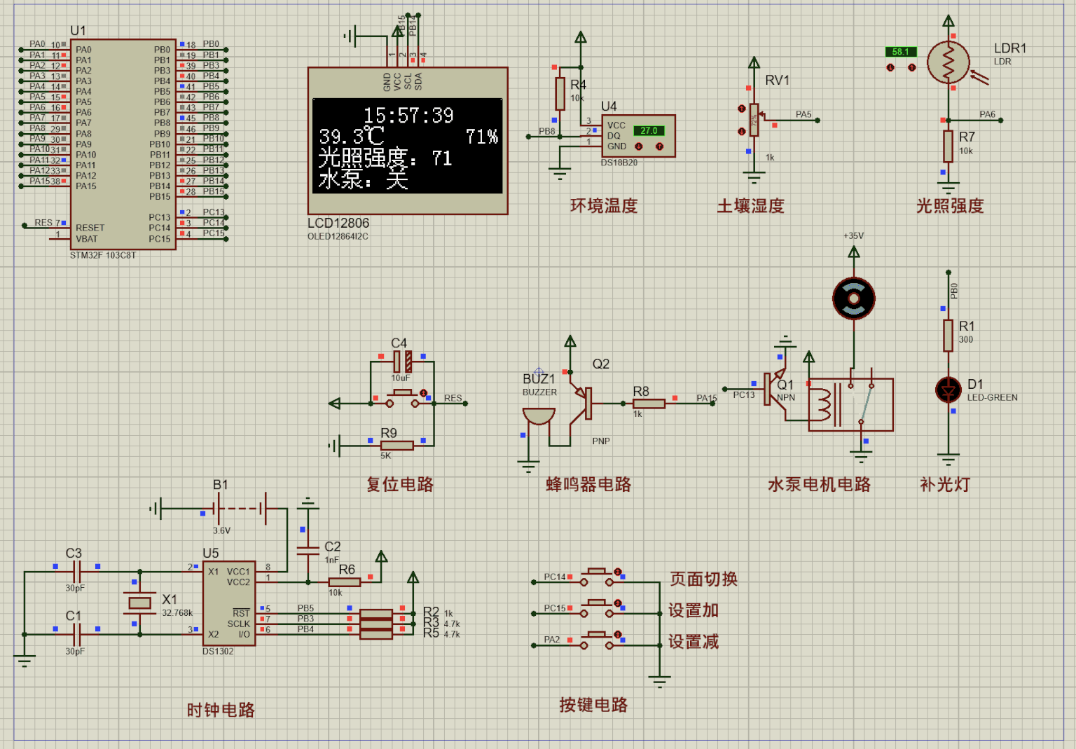 【仿真设计】基于 STM32 单片机的自动浇花系统