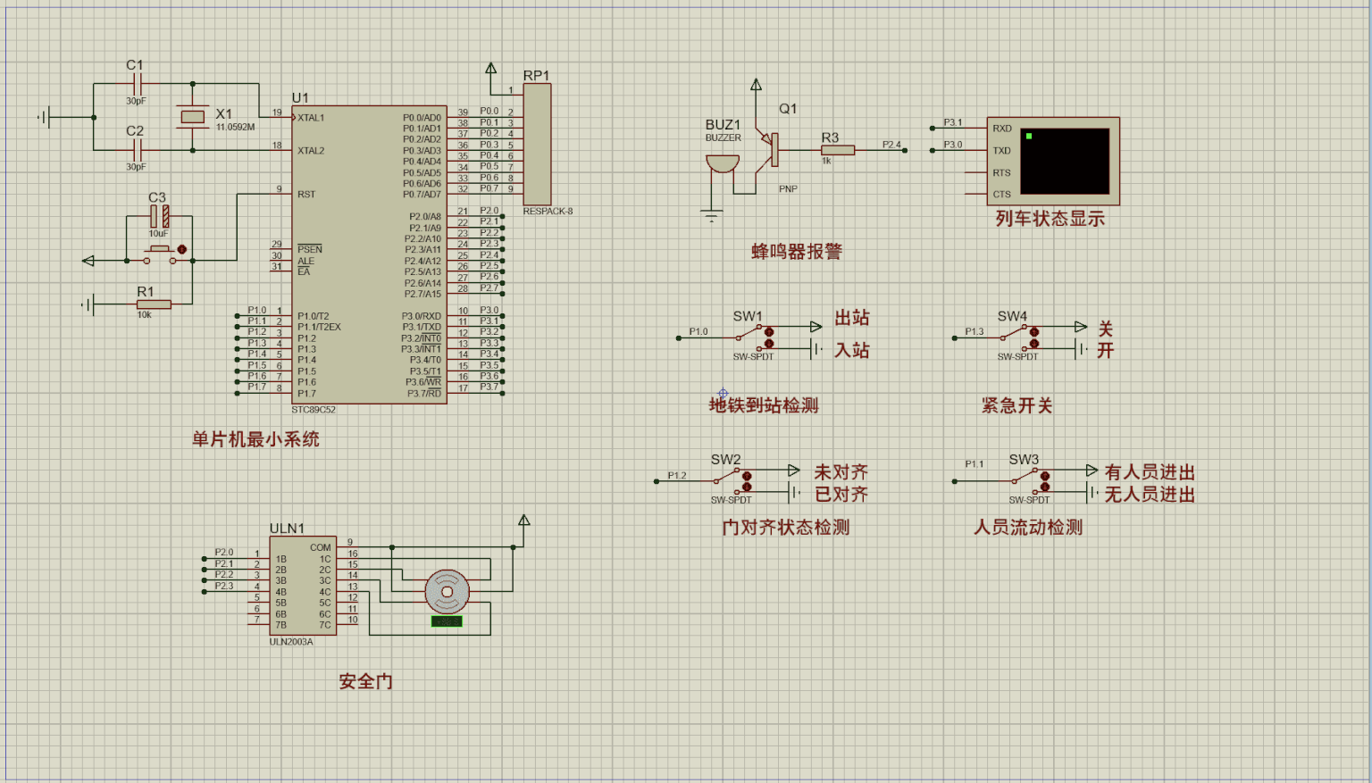 【仿真设计】基于51单片机的城轨安全门系统 1 - 斯塔克电子