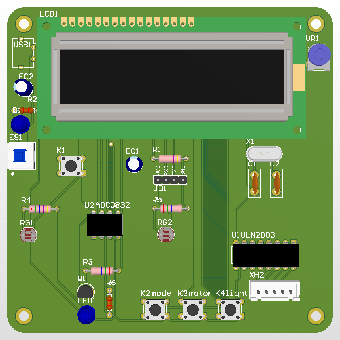 【实物设计】基于 51 单片机的室内灯光窗帘控制系统-标准版
